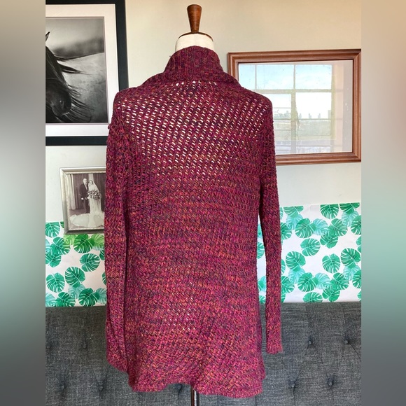 Coldwater Creek Burgundy/Berry Red/Purple Open Shawl Wool Blend Cardigan Sweater - Picture 4 of 5